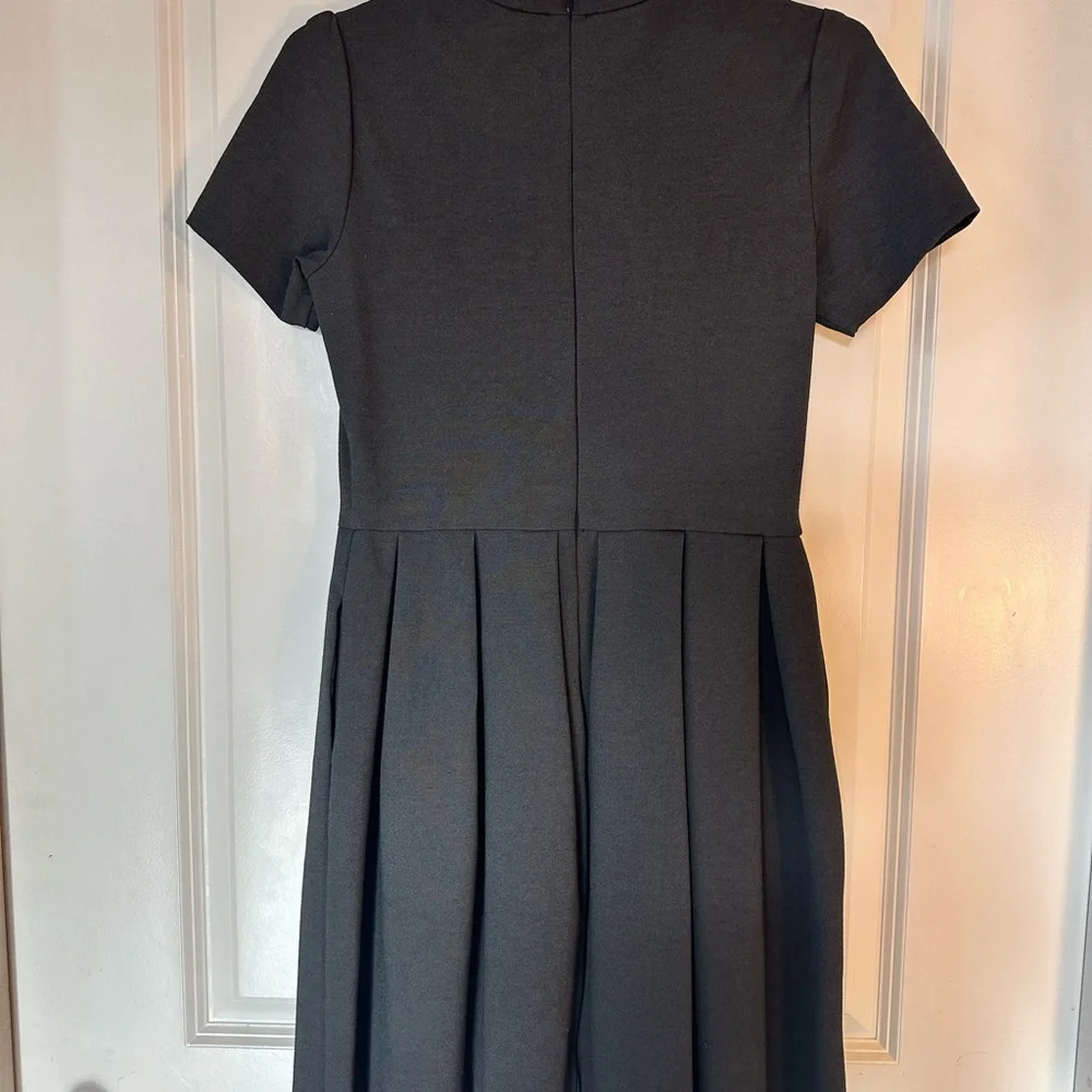 Hutch Grey Pleated Ponte Knit Fit & Flare Puff Sleeves & Pockets, Size 8 - Picture 7 of 10